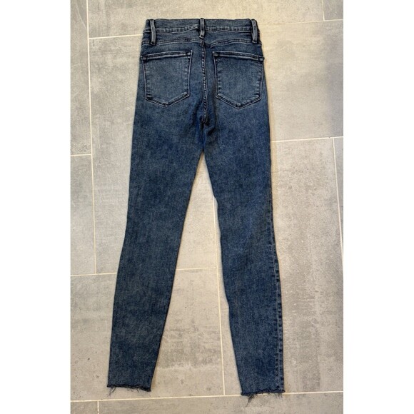 Frame Le High Skinny Jean Medium Wash Raw Hem Size 24 - Picture 10 of 14